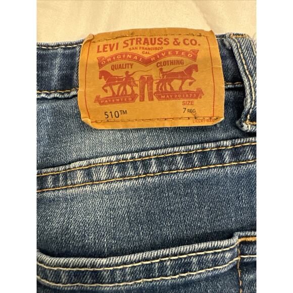 Levi's 510 denim pants joggers jeans boys kids dark blue size 7 adjustable waist - Picture 9 of 9